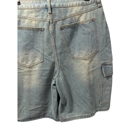 Refrain Vintage Indigo Denim Cargo Shorts Sz 31 With Authentic Rigid Weave - Picture 5 of 8